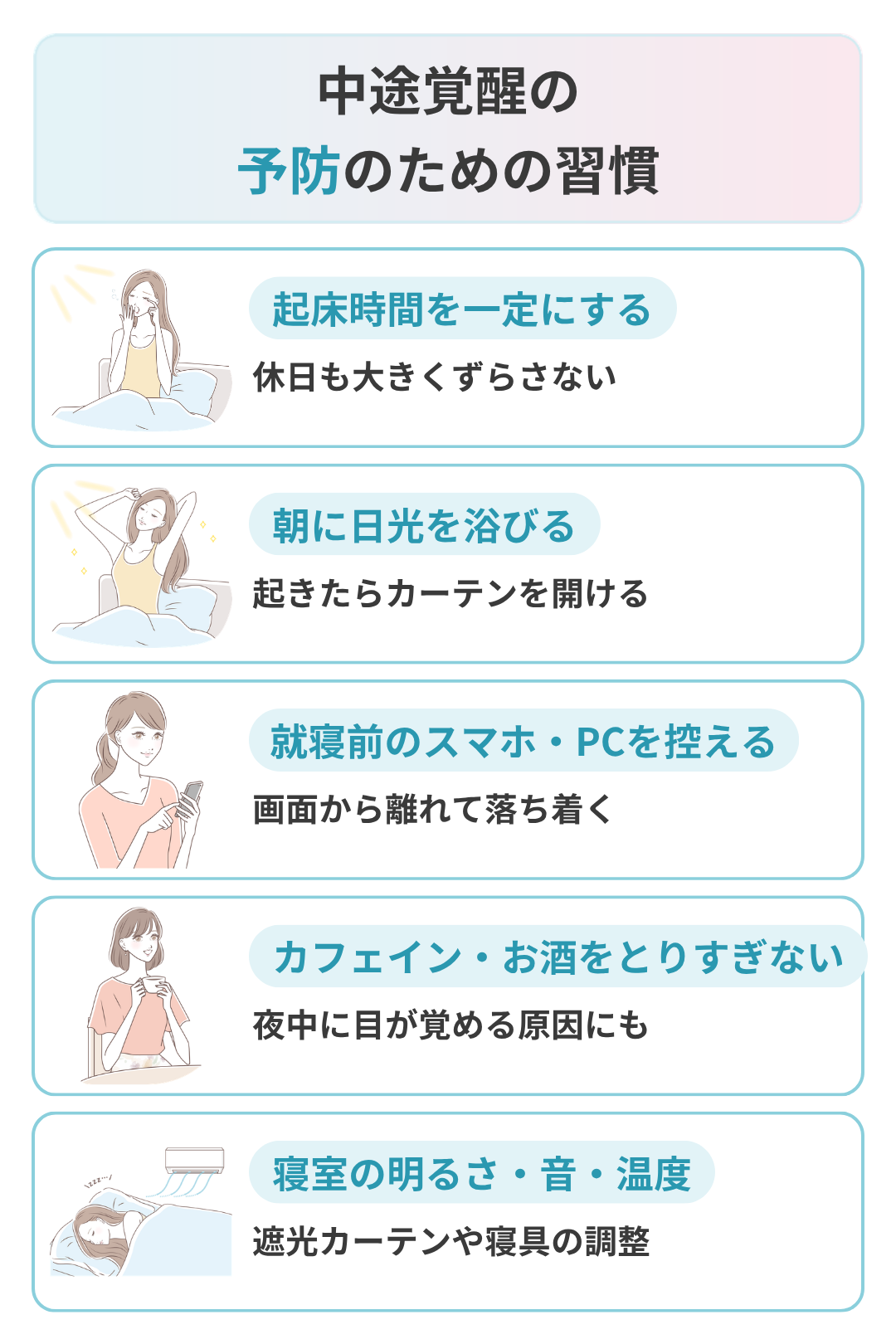 中途覚醒の予防方法