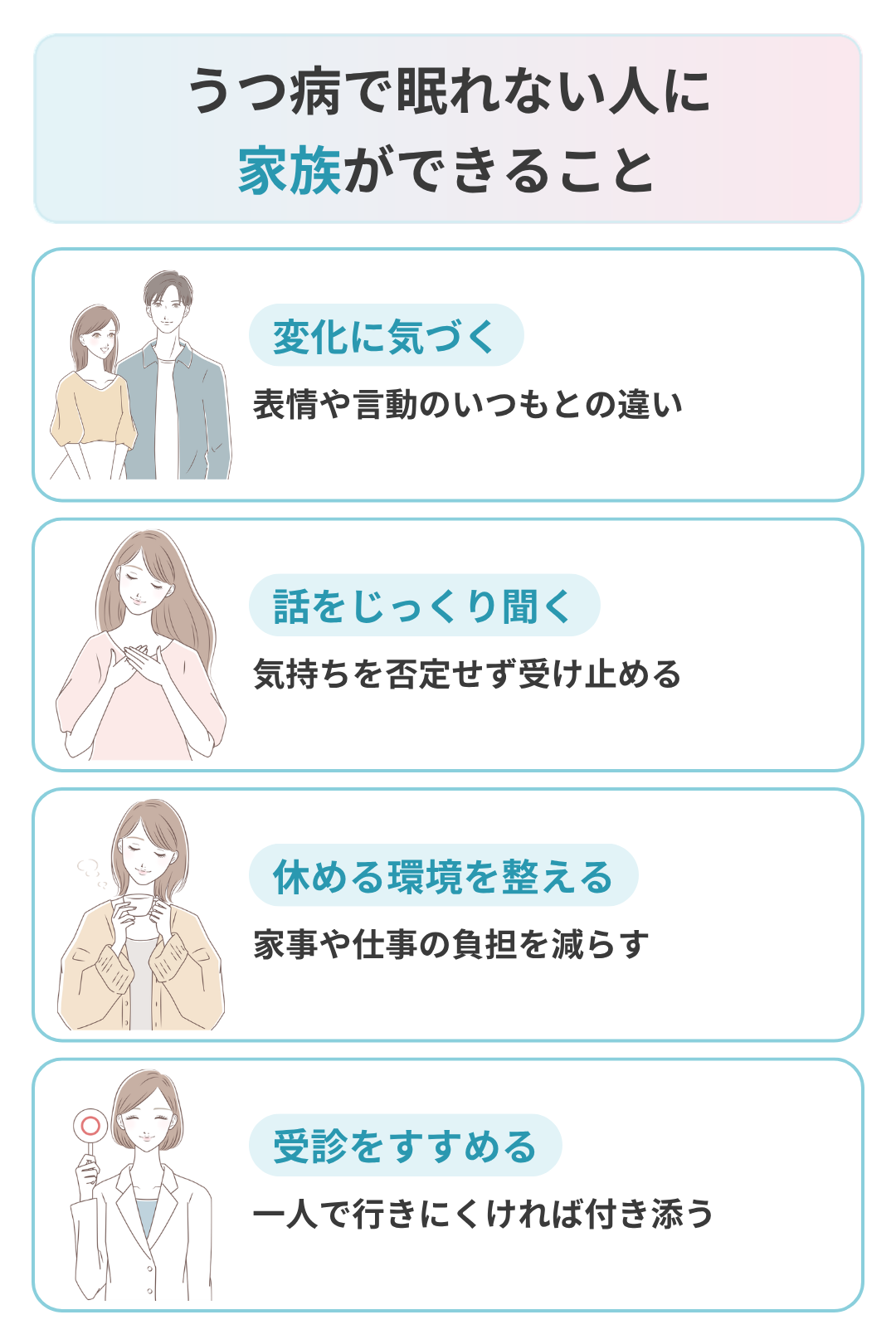 うつ病で眠れない人に家族ができること
