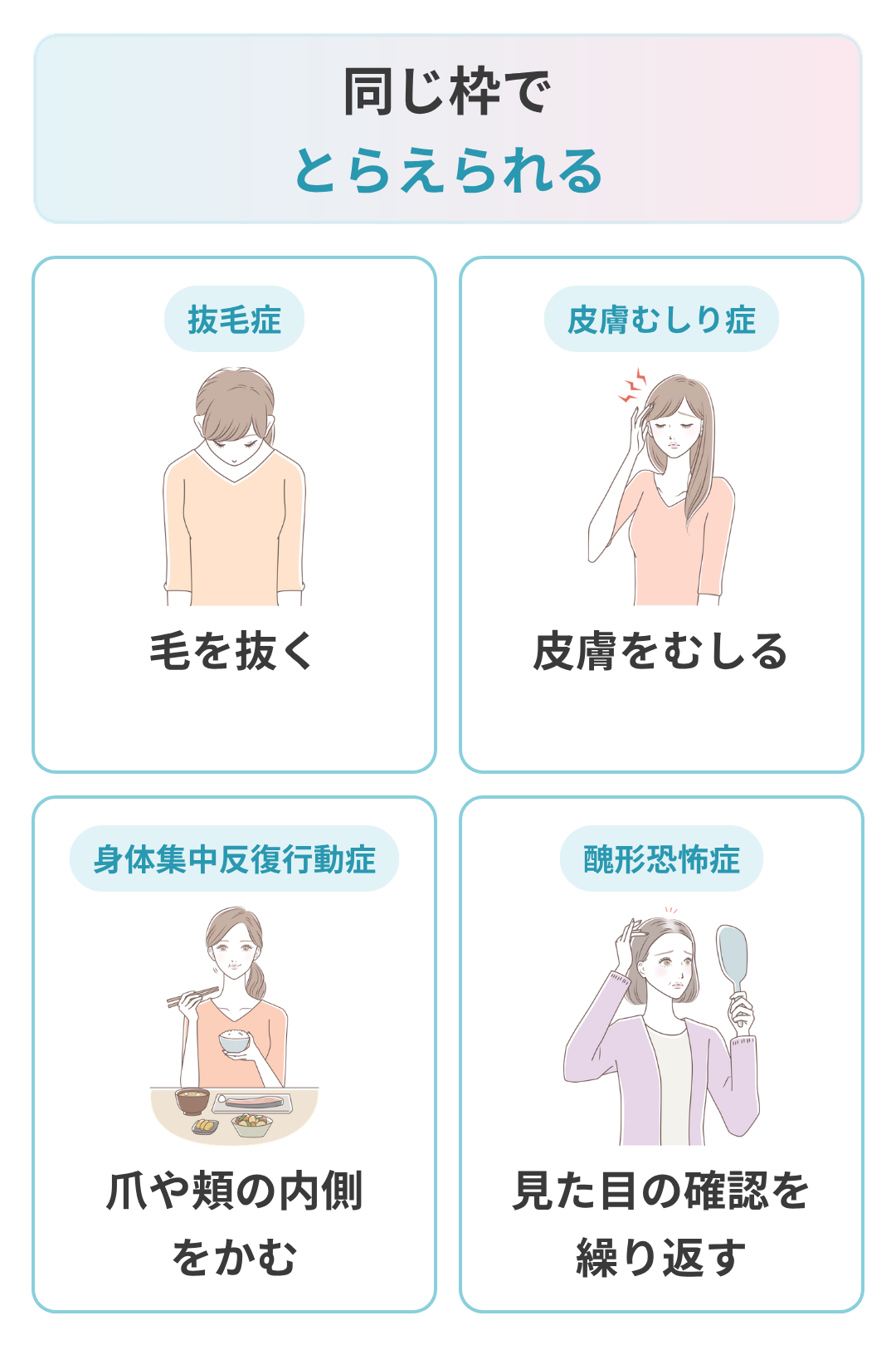 皮膚むしり症と抜毛症・爪かみの関係