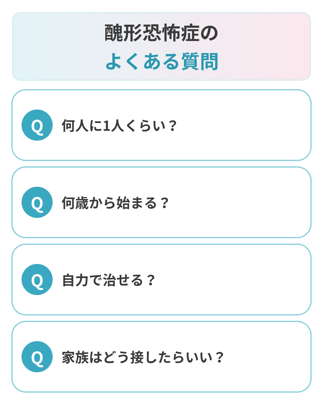 醜形恐怖症に関するよくある質問
